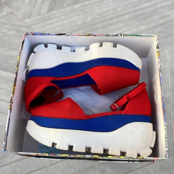 Free People Jeffrey Campbell Emery Flatform, 9 Red White Blue $135 preloved - Picture 3 of 12